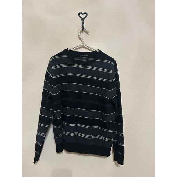 Cezani Cashmere Sweater Men's Size Large 2 Ply Neutral Striped Pullover Top - Picture 4 of 8